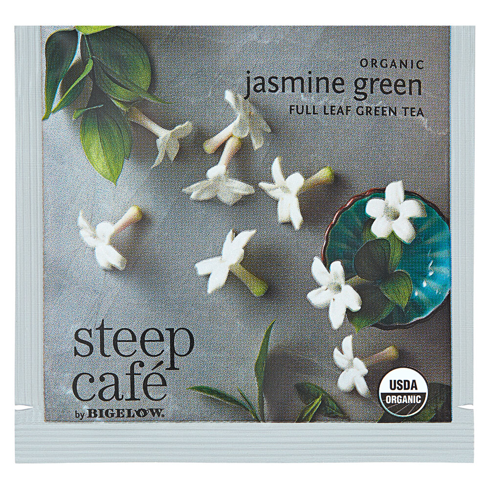 Steep Cafe By Bigelow Organic Jasmine Green Tea Pyramid Sachets 50/Case