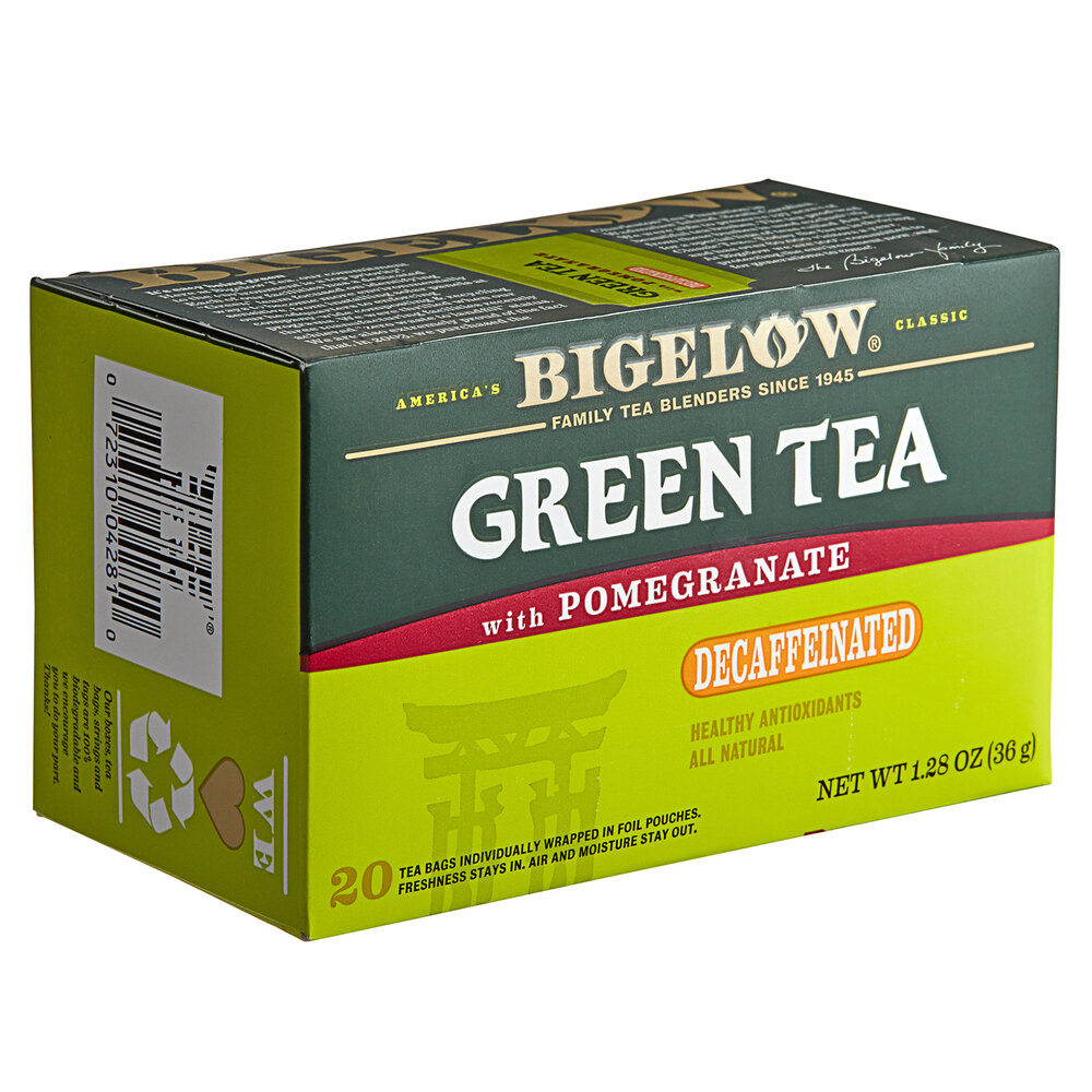 Bigelow Green Tea With Pomegranate Decaffeinated Tea Bags 20 Box