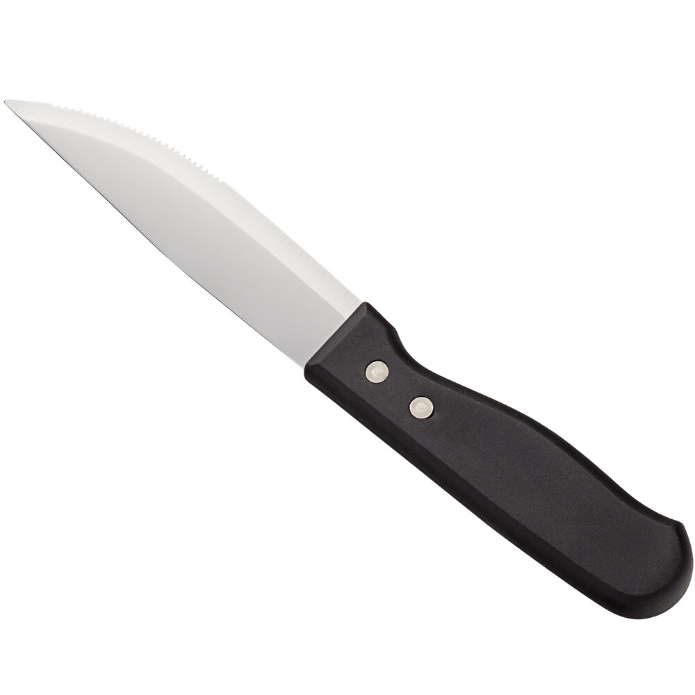 Choice 5" Jumbo Stainless Steel Steak Knife with Black Polypropylene