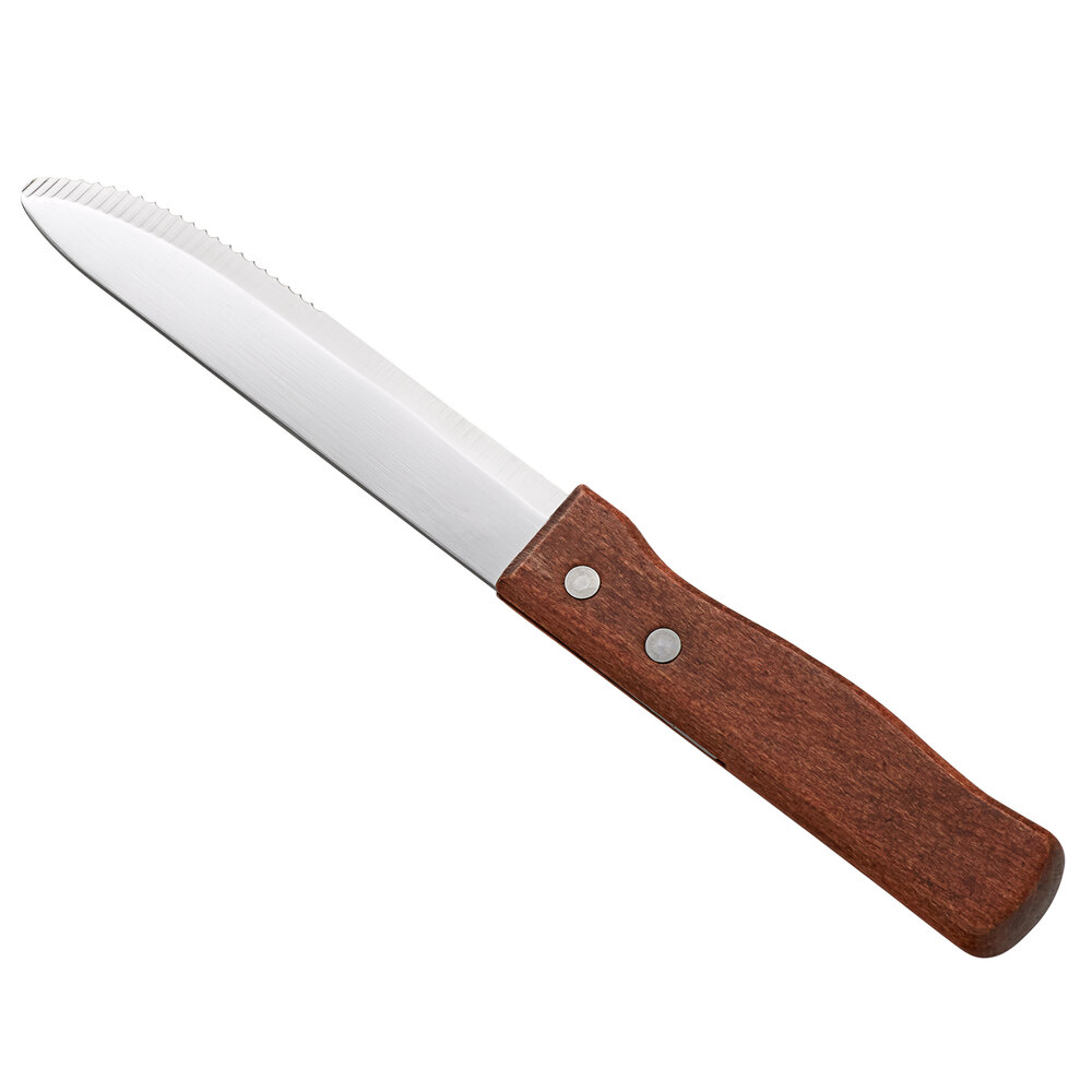 Choice 5" Jumbo Stainless Steel Steak Knife with Wood Handle 12/Case