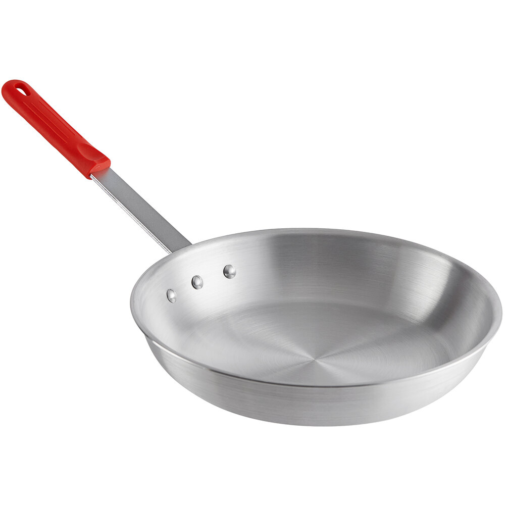 Choice 14" Aluminum Fry Pan with Red Silicone Handle