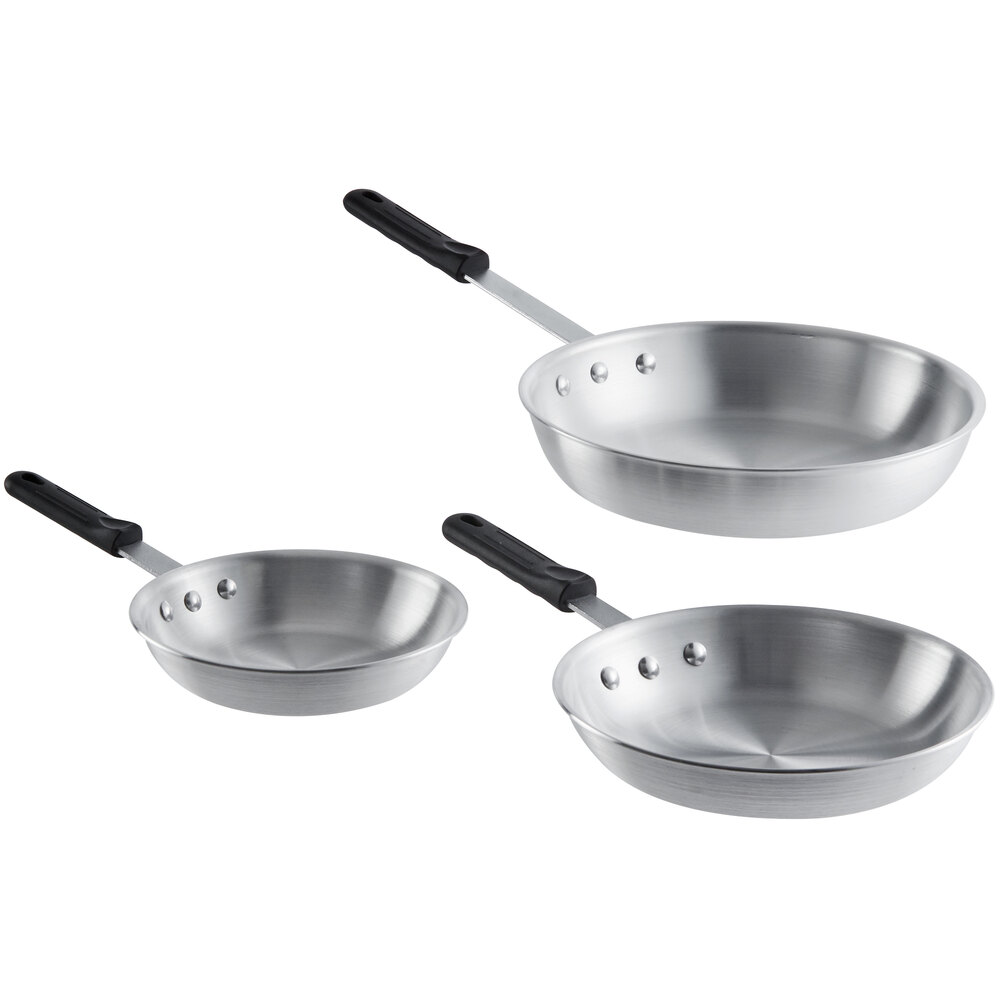 Choice 3Piece Aluminum Fry Pan Set with Black Silicone Handles 8
