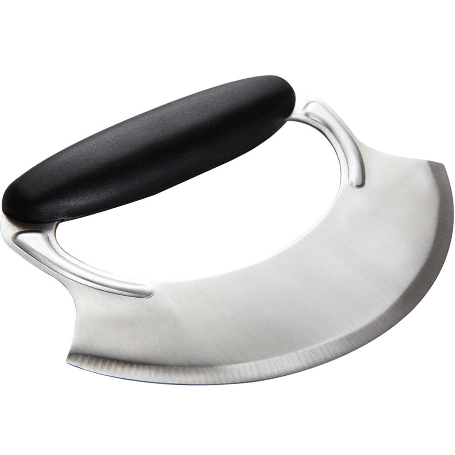 6 1/2" Single Blade Mezzaluna Knife with Single Silicone Handle