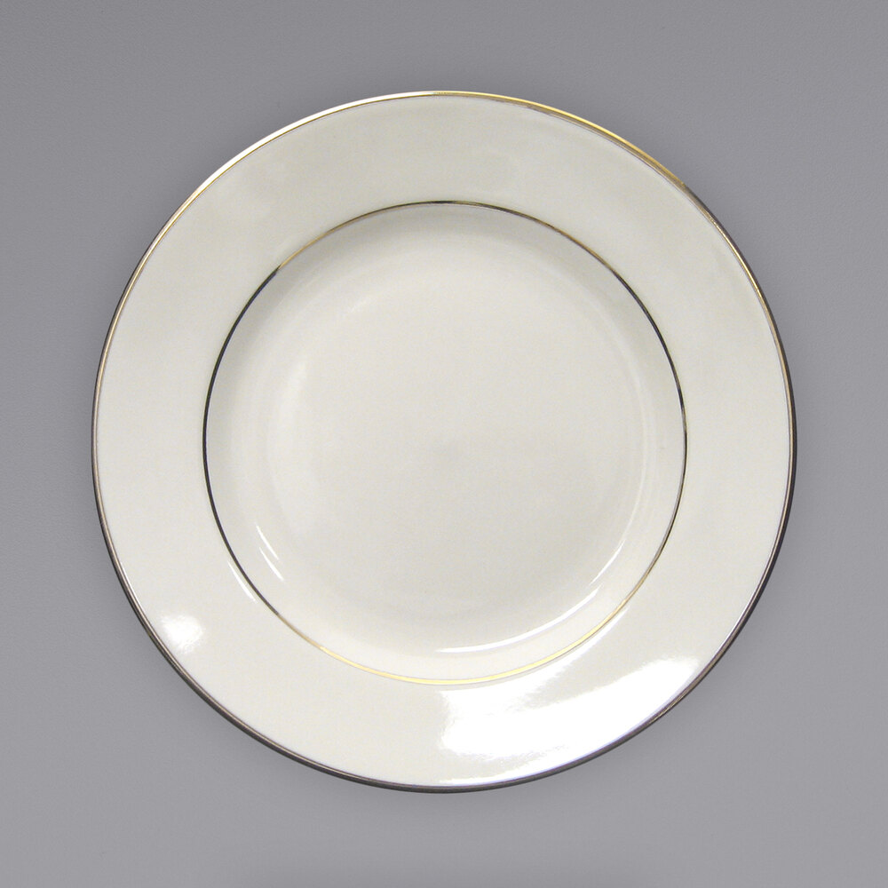 International Tableware FL6GF Florentine 5 3/4" Gold Rim Ivory