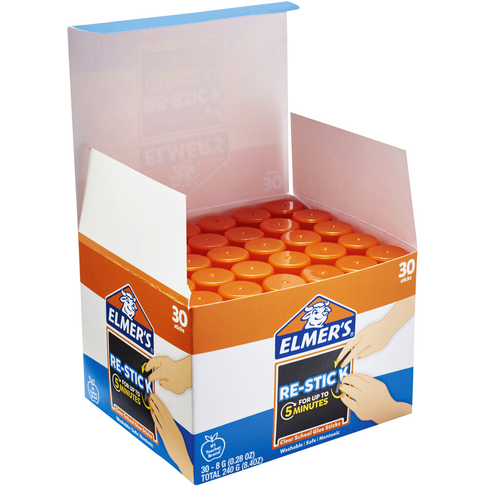 Elmer's Bulk Glue Sticks 30/Box, ReStick Clear Glue Stick