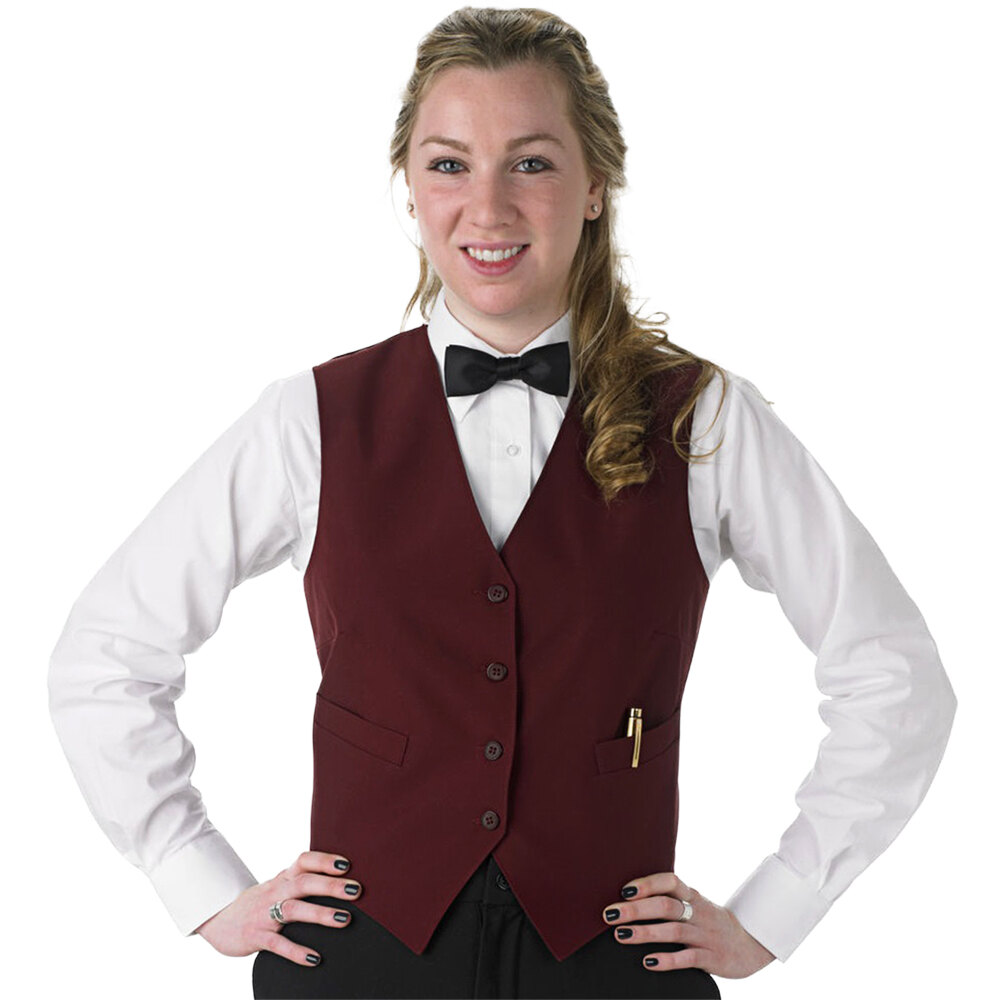Henry Segal Women's Customizable Burgundy Basic Server Vest - XL