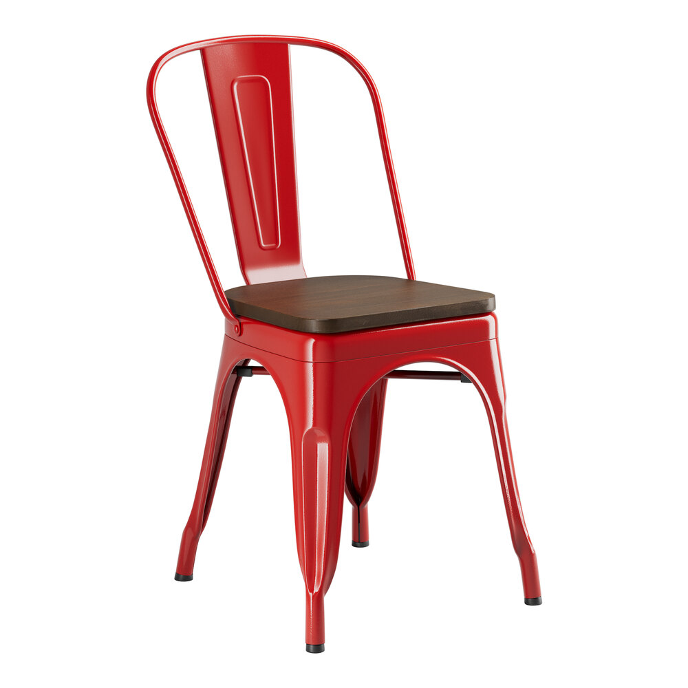 Lancaster Table & Seating Alloy Ruby Red Indoor Cafe Chair with