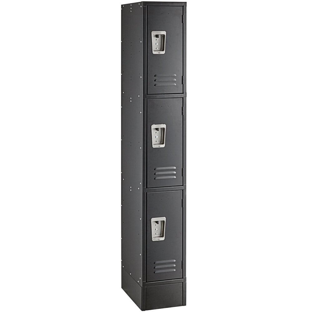 Regency Space Solutions Black 12 inch x 18 inch x 78 inch Single, 3 Tier Locker with Recessed Stainless Steel Handle
