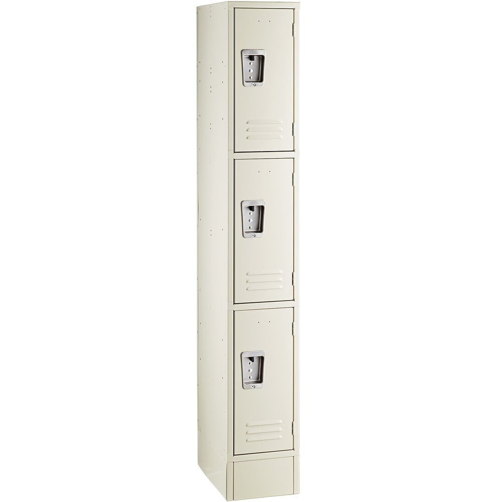 Regency Space Solutions Beige 12 inch x 18 inch x 78 inch Single, 3 Tier Locker with Recessed Stainless Steel Handle