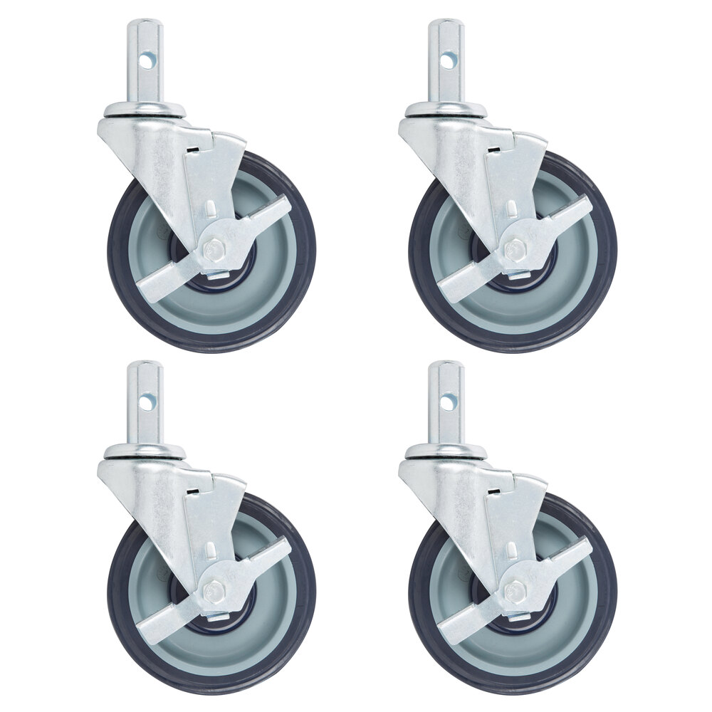 5" Polyurethane Swivel Stem Casters With Brakes for Sheet Pan Racks 4