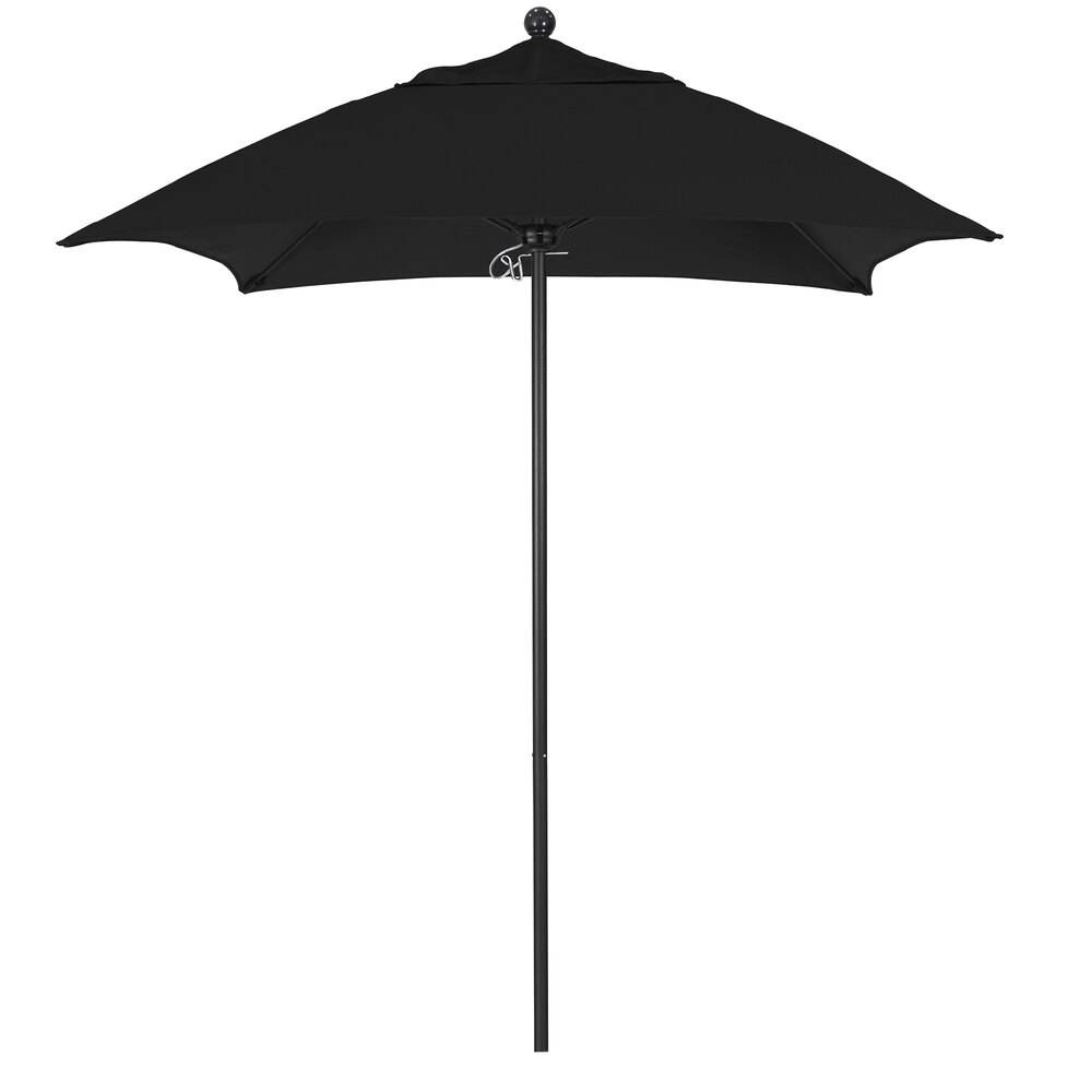 California Umbrella Venture Series 6' Square Black Sunbrella Push Lift
