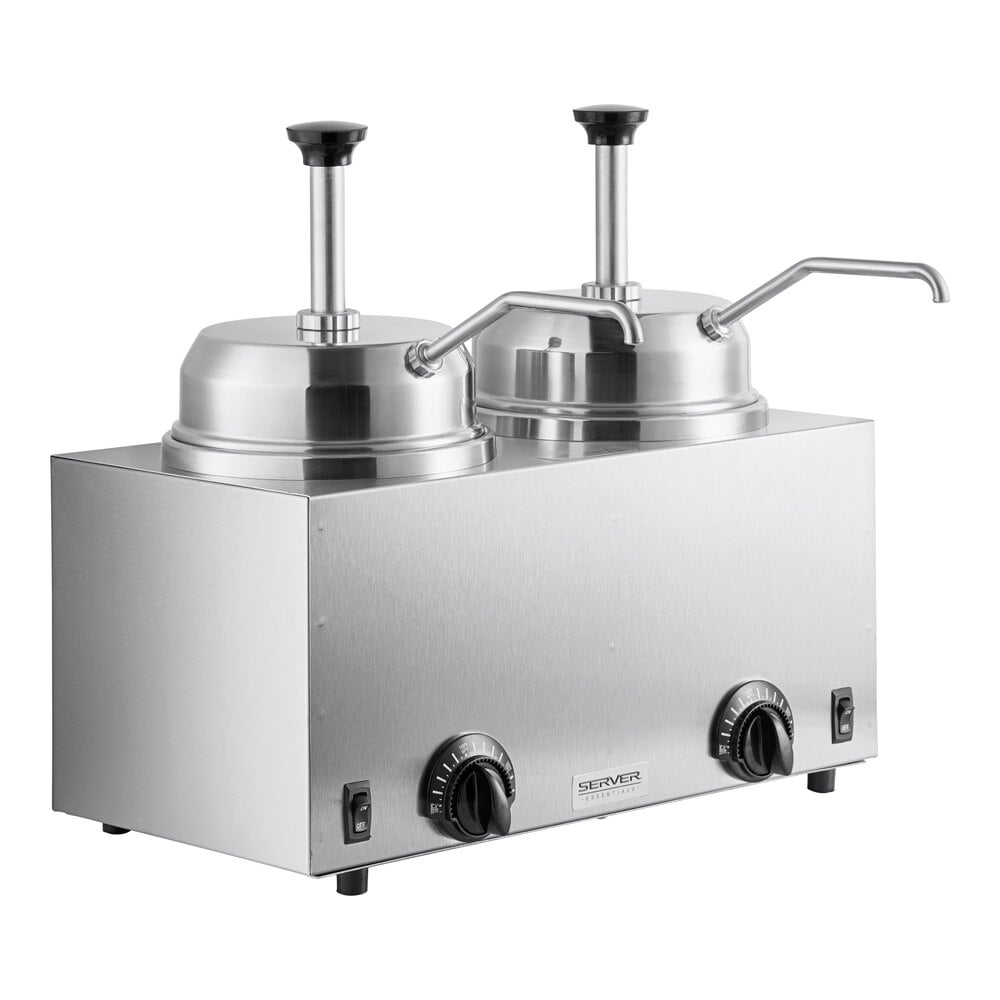 Server Twin FSP 81230 3 Qt. Round Topping Warmer with 2 Pumps