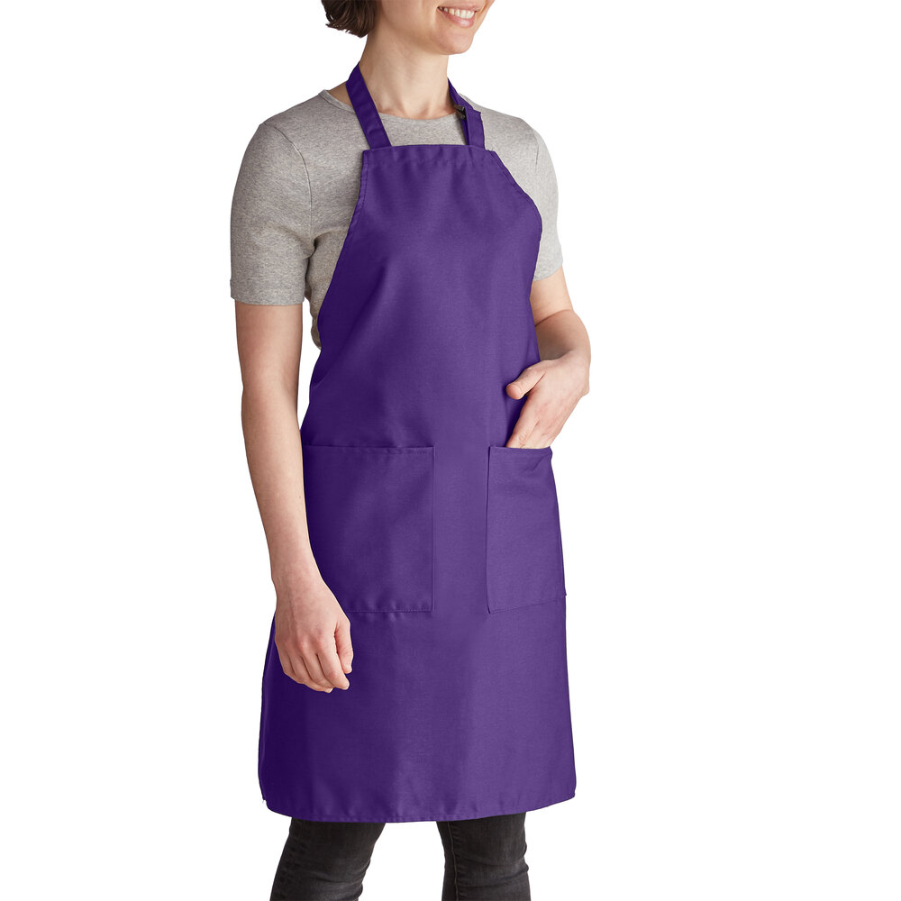 Purple Bib Apron 3 Pocket Craft Restaurant Baker Butcher Adjustable USA New