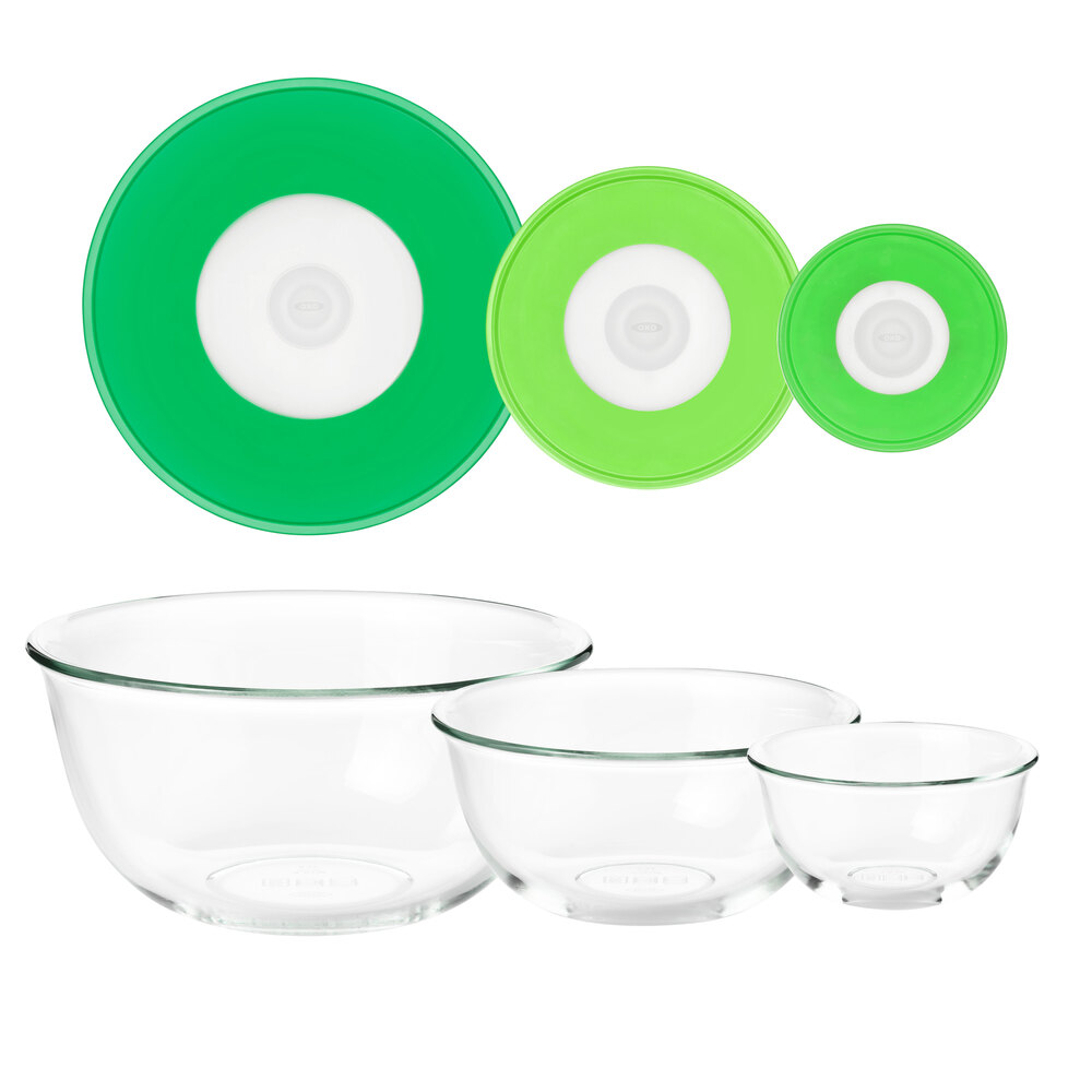 OXO Good Grips 6Piece Glass Mixing Bowl and Silicone Lid Set
