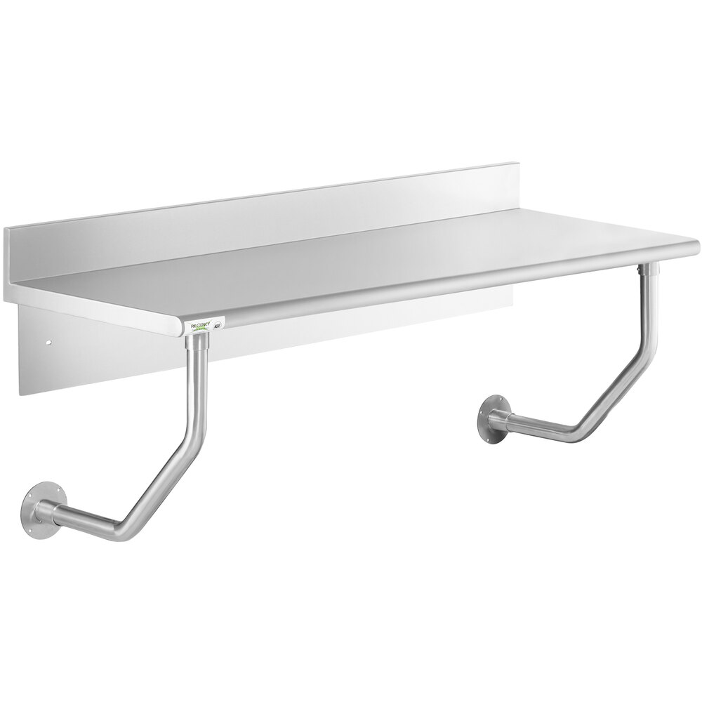 Regency 24 inch x 60 inch 16-Gauge 304 Stainless Steel Wall Mounted Table with 4 1/2 inch Backsplash
