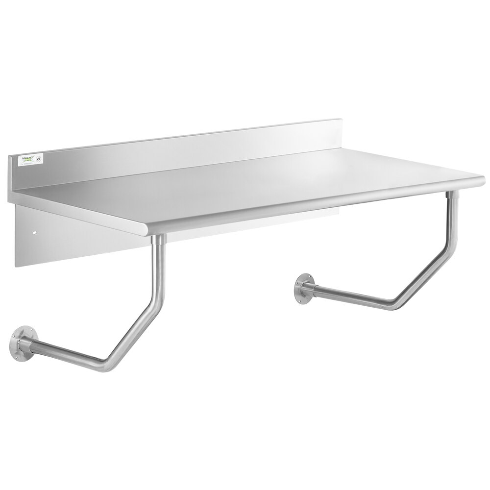 Regency 30 inch x 60 inch 16-Gauge 304 Stainless Steel Wall Mounted Table with 4 1/2 inch Backsplash