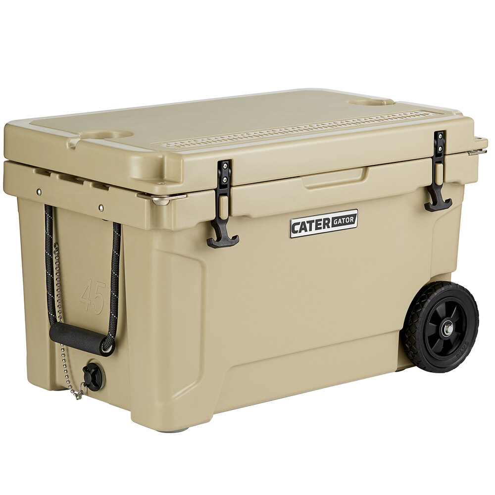 CaterGator CG45TANW Tan 45 Qt. Mobile Rotomolded Extreme Outdoor Cooler
