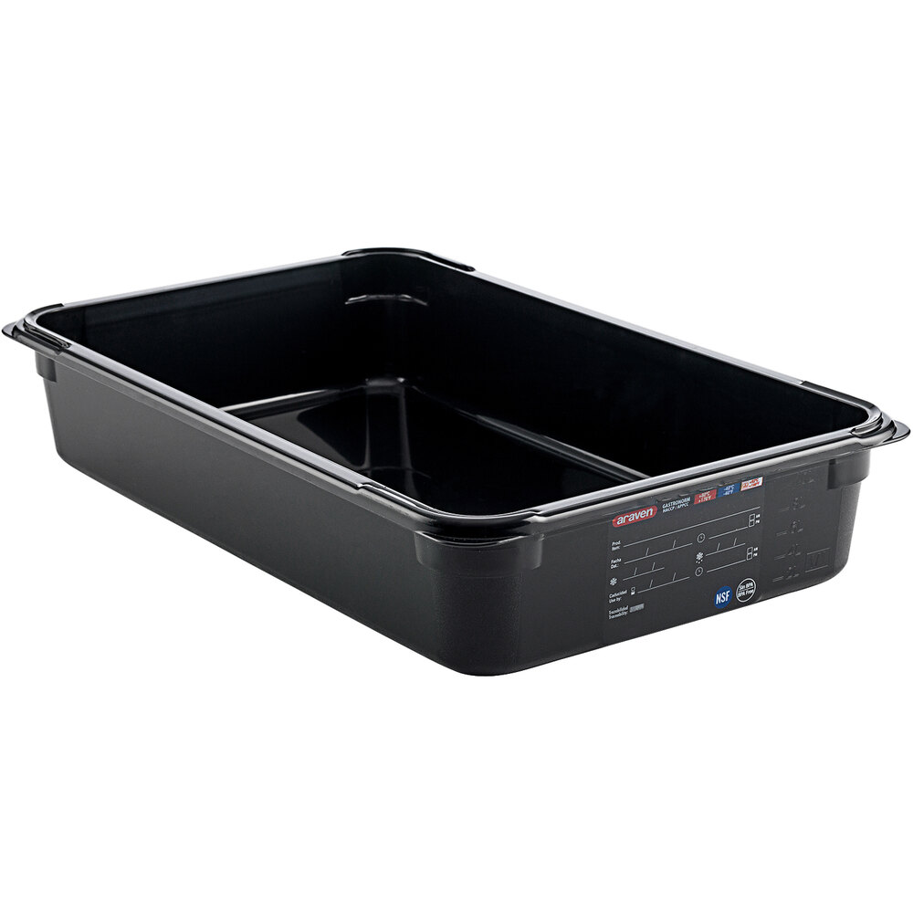 Araven 47827 Full Size Black ABS Plastic Food Pan 4" Deep