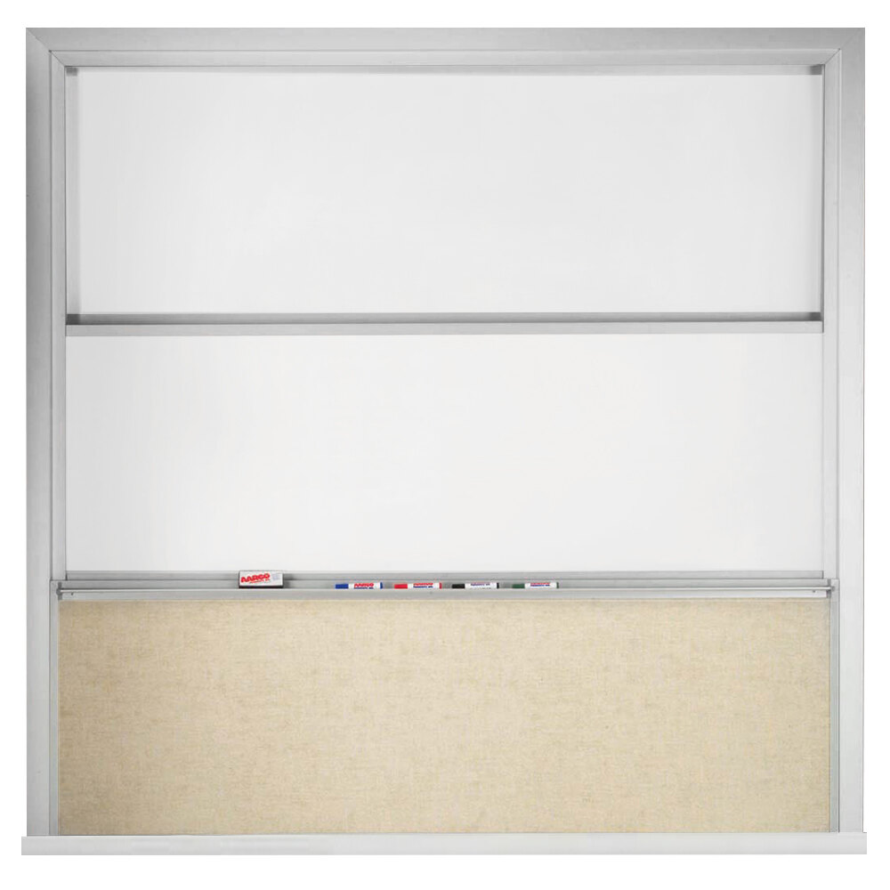 Aarco FFVSU96-2 10' x 8' Stationary Marker Board with 2 Vertical