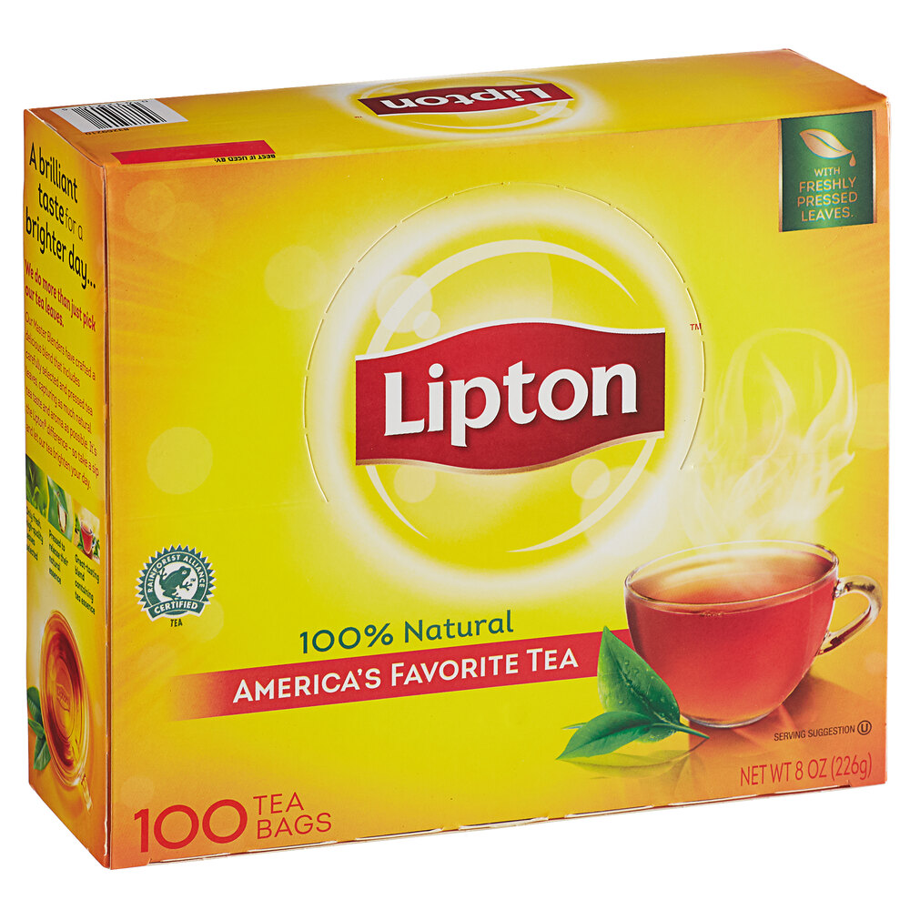 Lipton Classic Black Tea Bags - 100/Box.