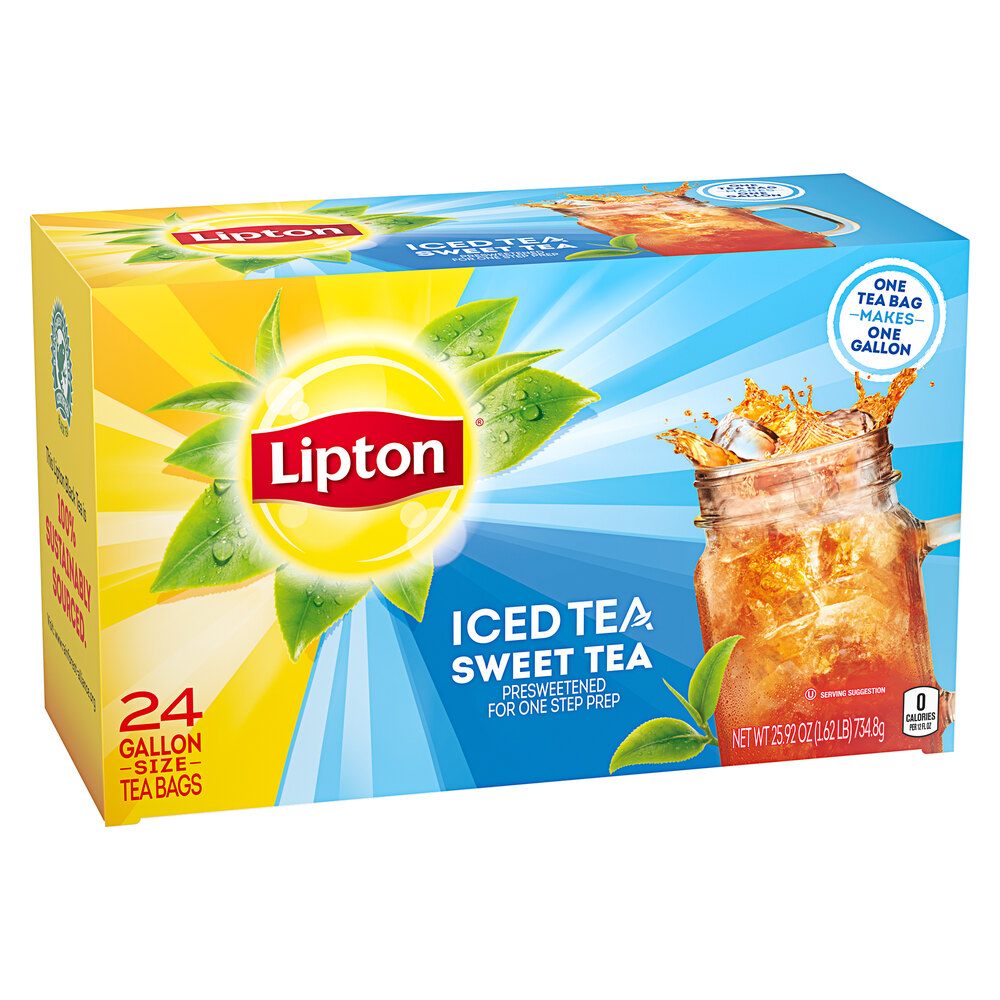Lipton 24-Count Pack 1 Gallon Sweet Black Iced Tea Filter Bags - 2/Case