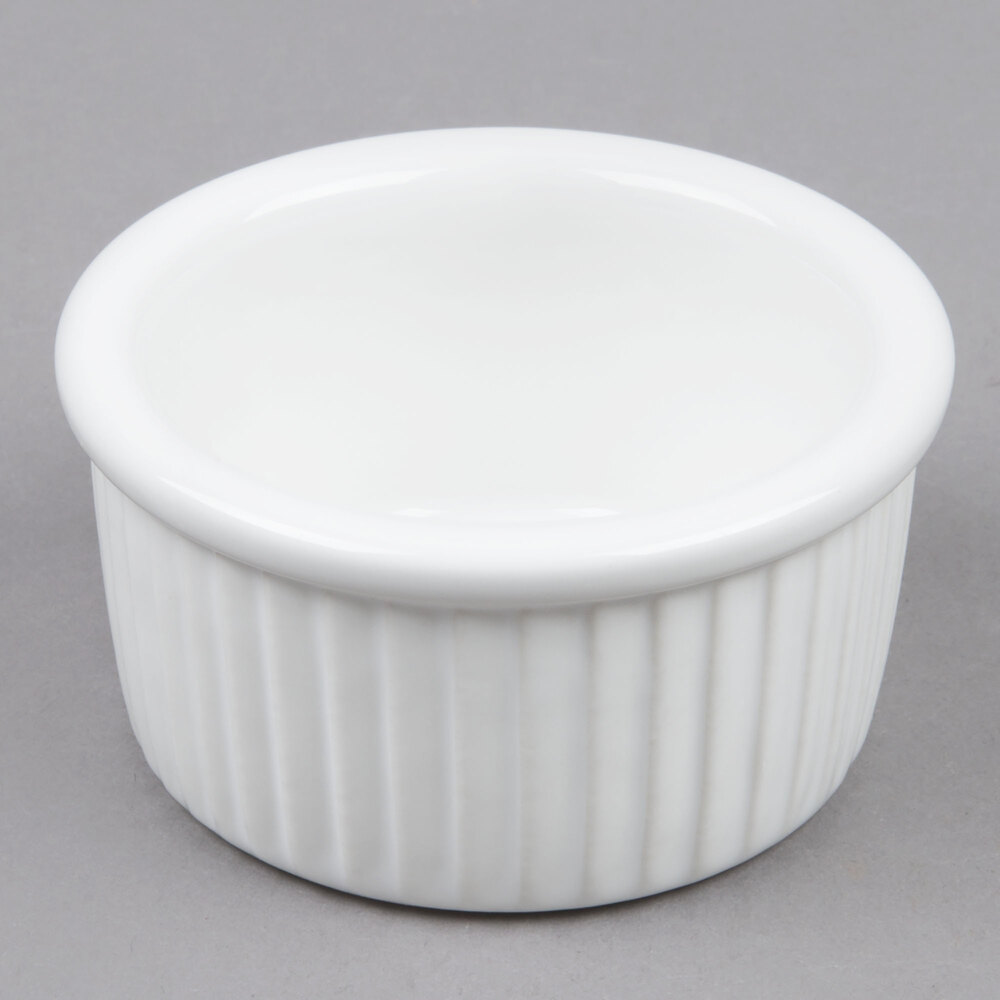 Tuxton BWX-0352 3.5 oz. White Fluted China Ramekin - 48/Case