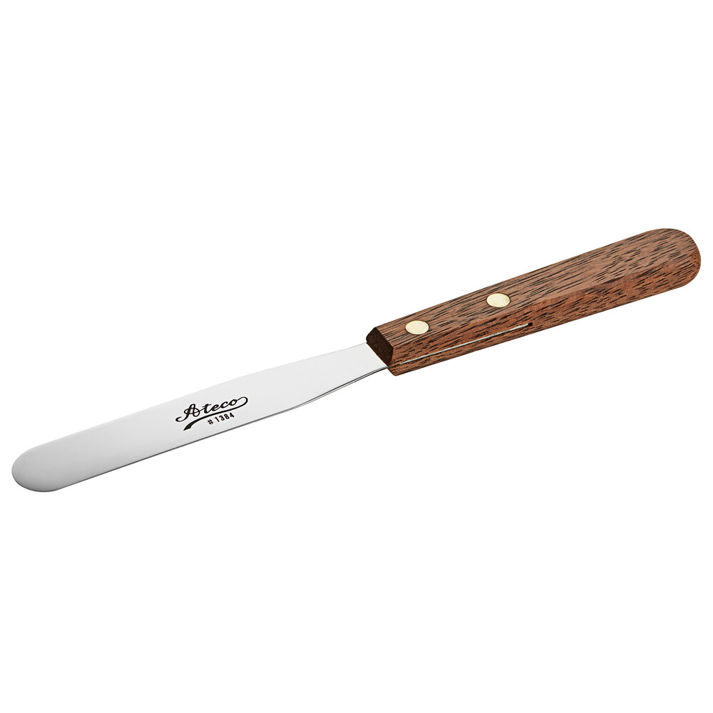 Ateco 1384 4 1/4" Blade Straight Baking / Icing Spatula with Wood Handle