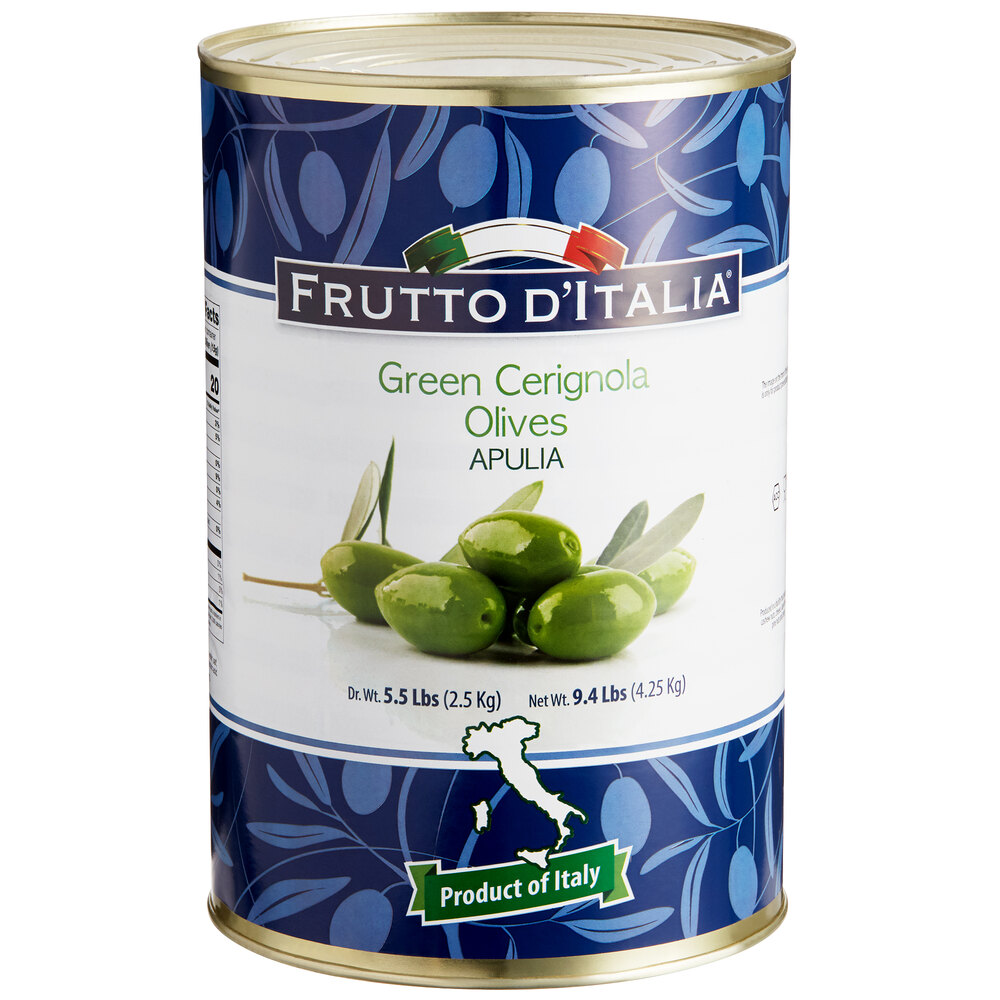 Frutto d'Italia Green Cerignola Olives 70/90 Count 5.5 lb. (2.5 kg) Can