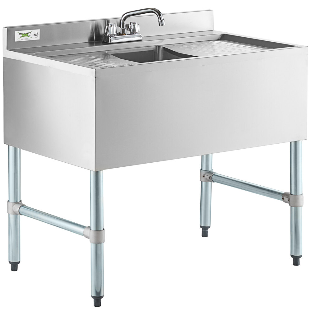 Regency 1 Bowl Underbar Sink with Two Drainboards 36" x 21"