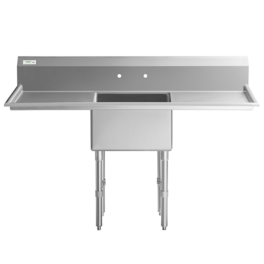 a stainless steel sink with a hole