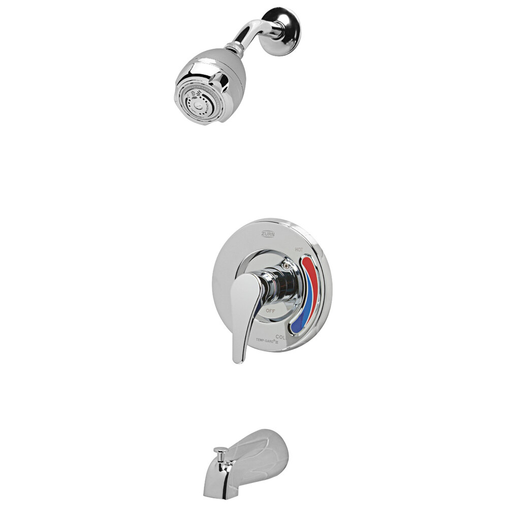 Zurn Elkay Z7302SSMT TempGard Chrome Plated Shower Head, Tub Spout