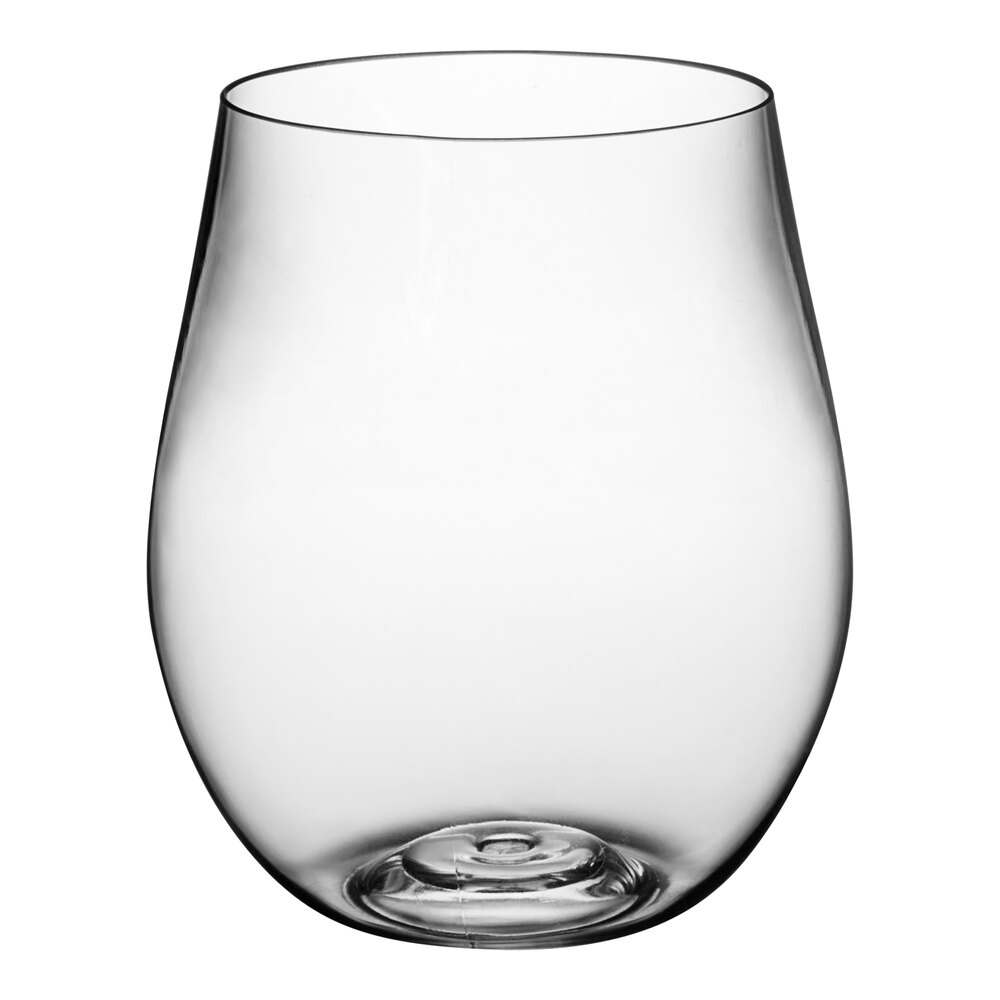Visions 20 oz. Heavy Weight Clear Plastic Stemless Wine Glass 16/Pack