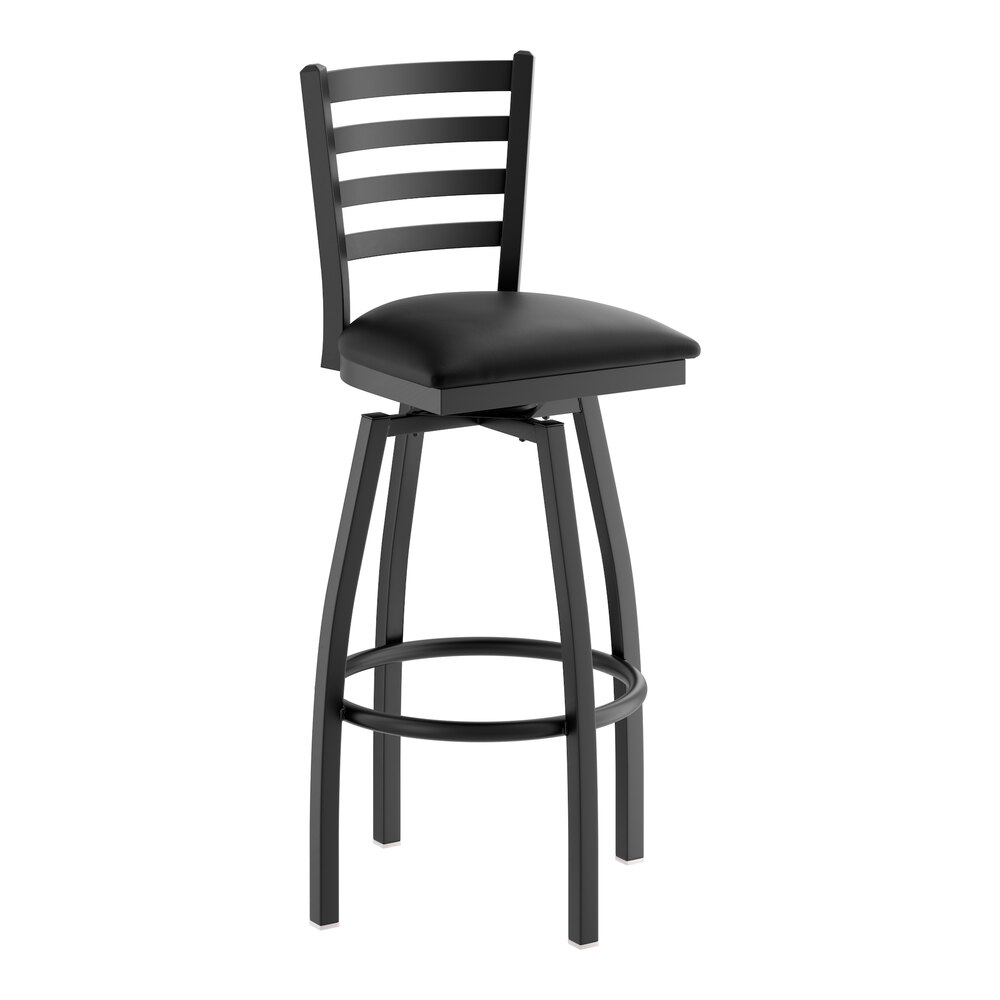 Lancaster Table Seating Black Finish Ladder Back Swivel Bar