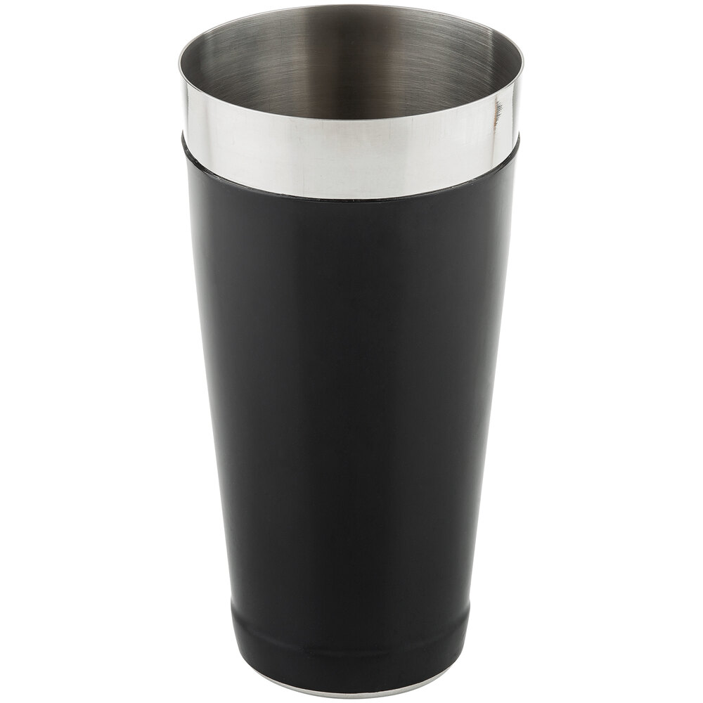 Tablecraft 10370 16 oz. Black Stainless Steel Cocktail Shaker Tin with