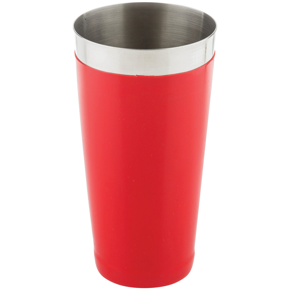Tablecraft 10369 16 oz. Red Stainless Steel Cocktail Shaker Tin with