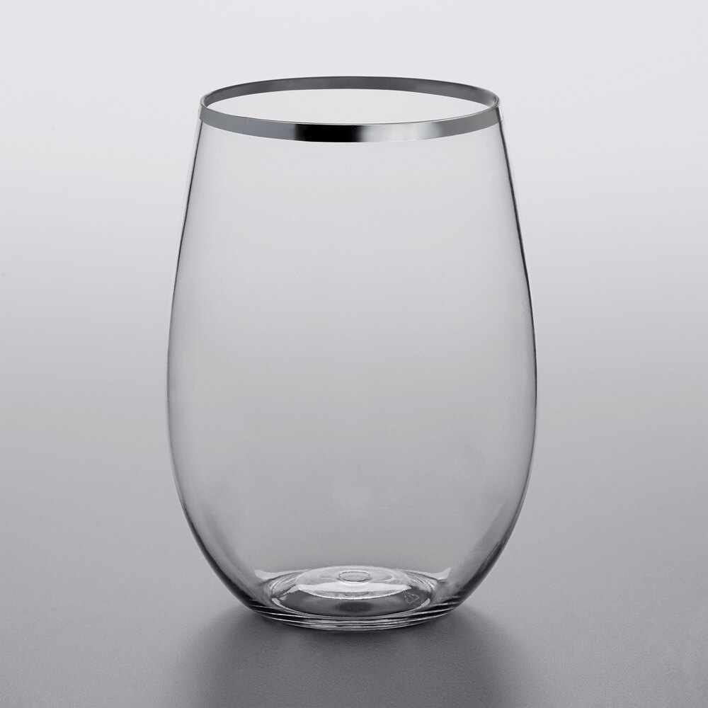 Visions 16 oz. Heavy Weight Clear Plastic Stemless Wine Glass with
