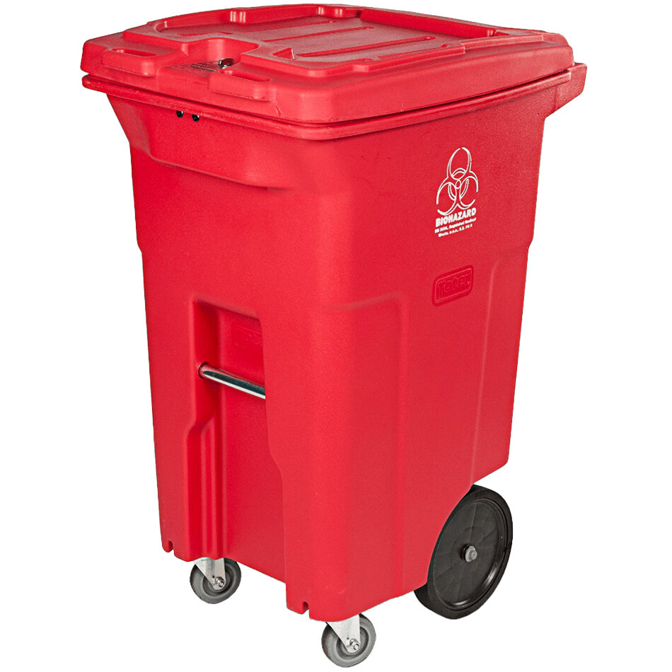 Toter RMC6400RED Red 64 Gallon Rectangular Wheeled Medical Waste Cart