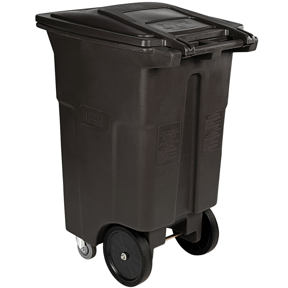 Toter ACC6410975 64 Gallon Brown Rectangular Rotational Molded Wheeled