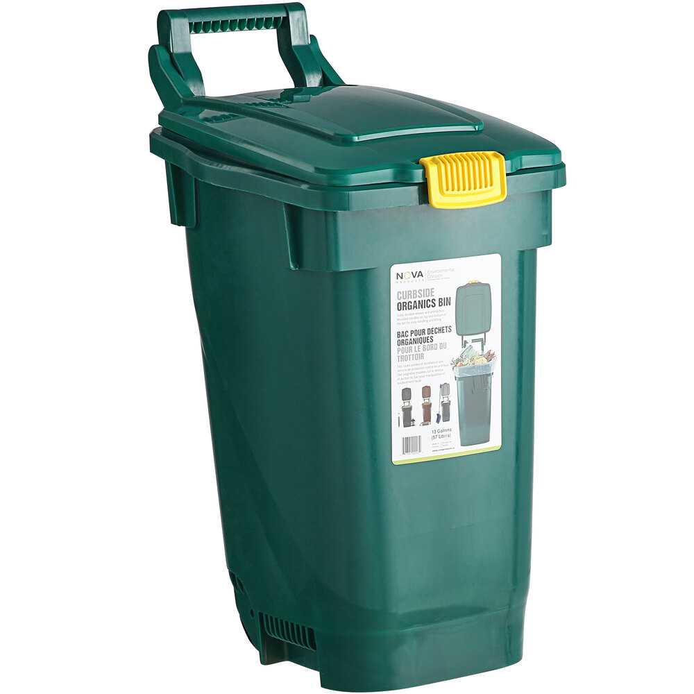 Toter 2613SLG100 Organics 13 Gallon Green Curbside Rectangular