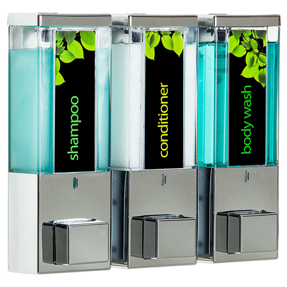 Dispenser Amenities 86344 iQon 39 oz. Chrome Wall Mounted 3Chamber