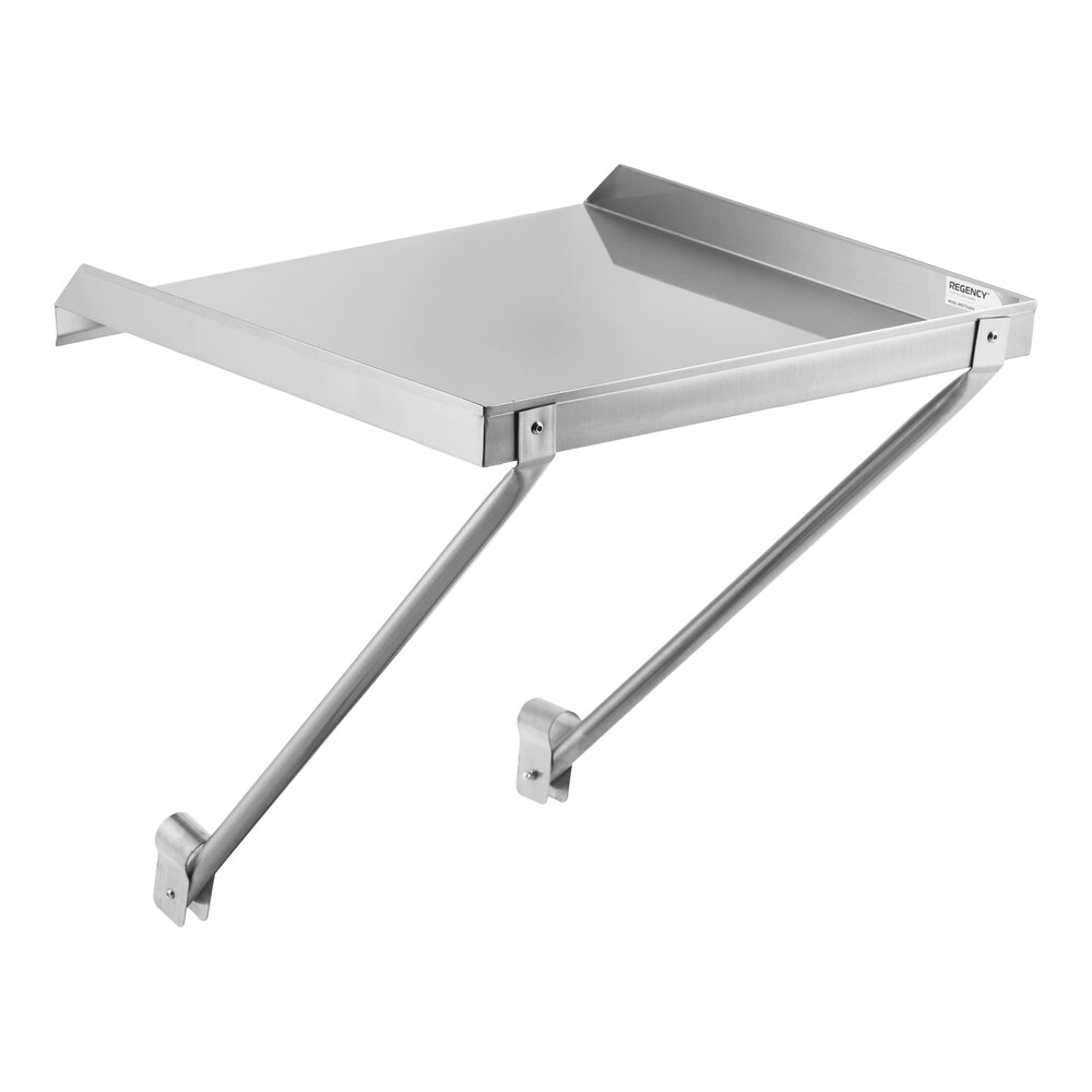 A stainless steel detachable drainboard with wall-mounting brackets.