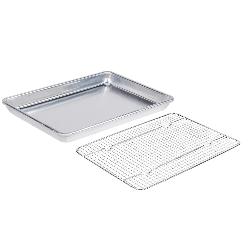 Two and Cakes Quarter Sheet Baking Pan for Cookies Commercial Quality Aluminum Cookie Pan Tray for Roasting and Baking Vegetables 13 x 9 x 1 Inch. 2X 