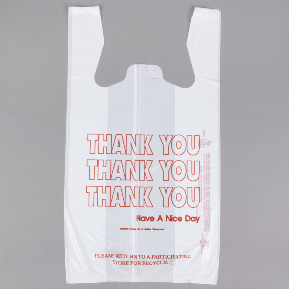 Thank You Plastic TShirt Bags (1/6 Size, White) 900/Case