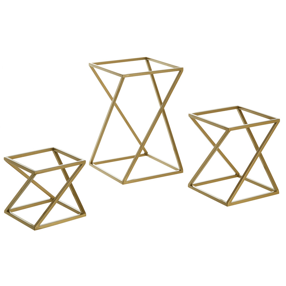 Front of the House Twist 3-Piece Matte Brass Stainless Steel Riser Set