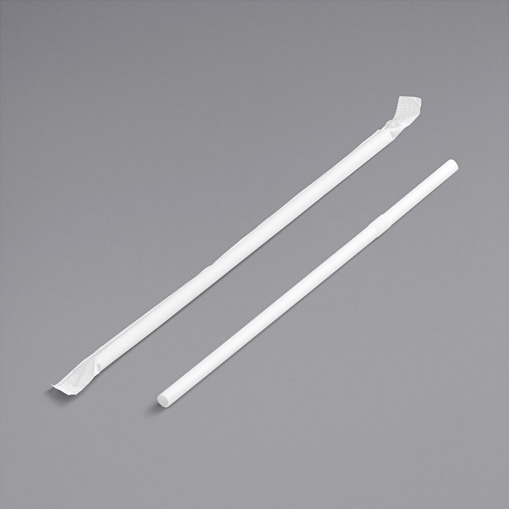 Choice 7 3/4" Jumbo White Wrapped Flex Straw 400/Box