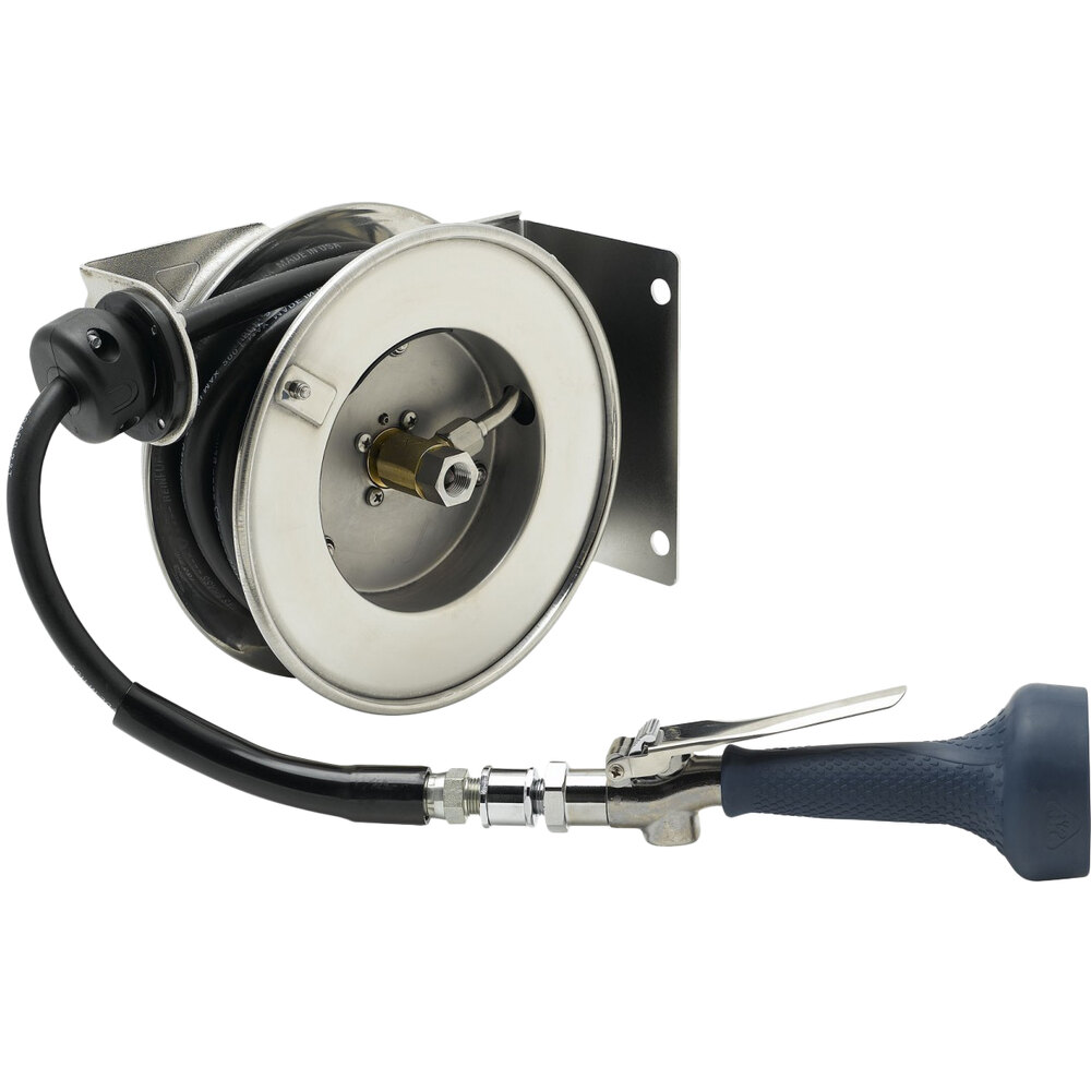 T&S B710208M 12' Open Compact Stainless Steel Hose Reel with B0108