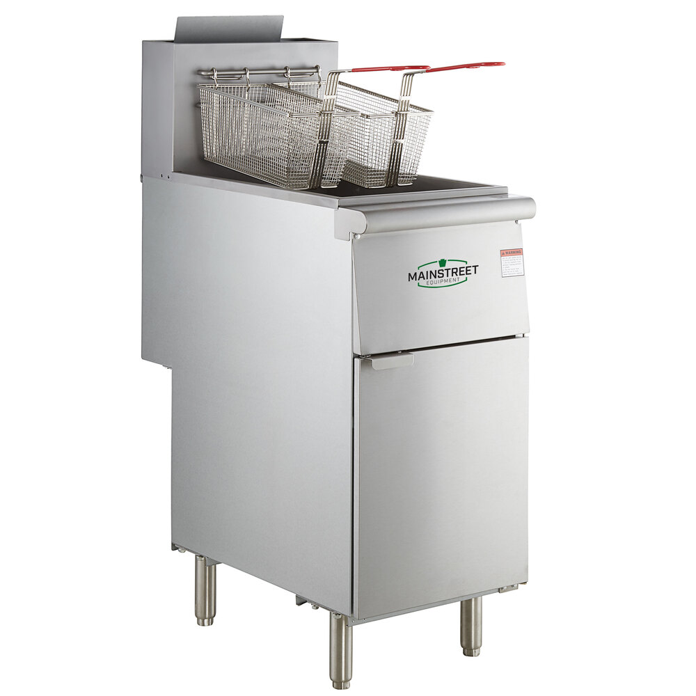 Main Street Equipment Natural Gas 40 lb. Stainless Steel Floor Fryer