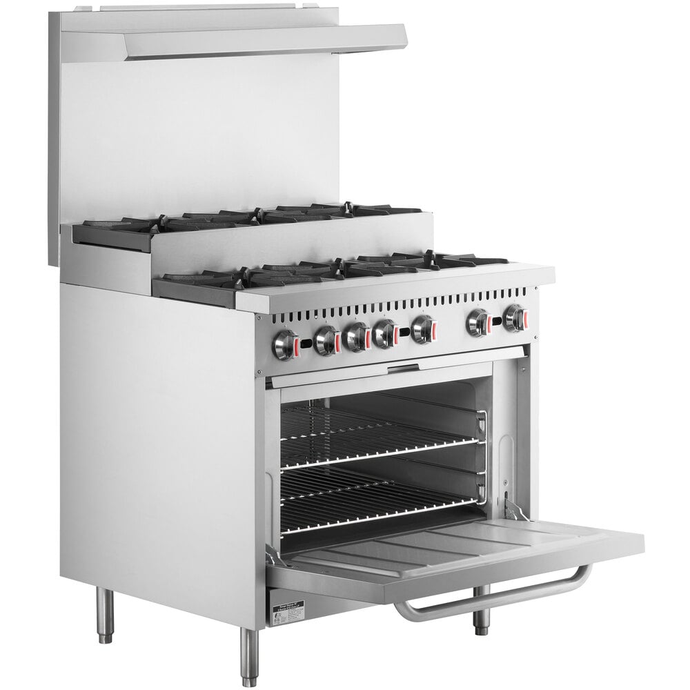 Cooking Performance Group S36-SU-N Gas 6 Burner 36 Step-Up Range with 1  Standard Oven