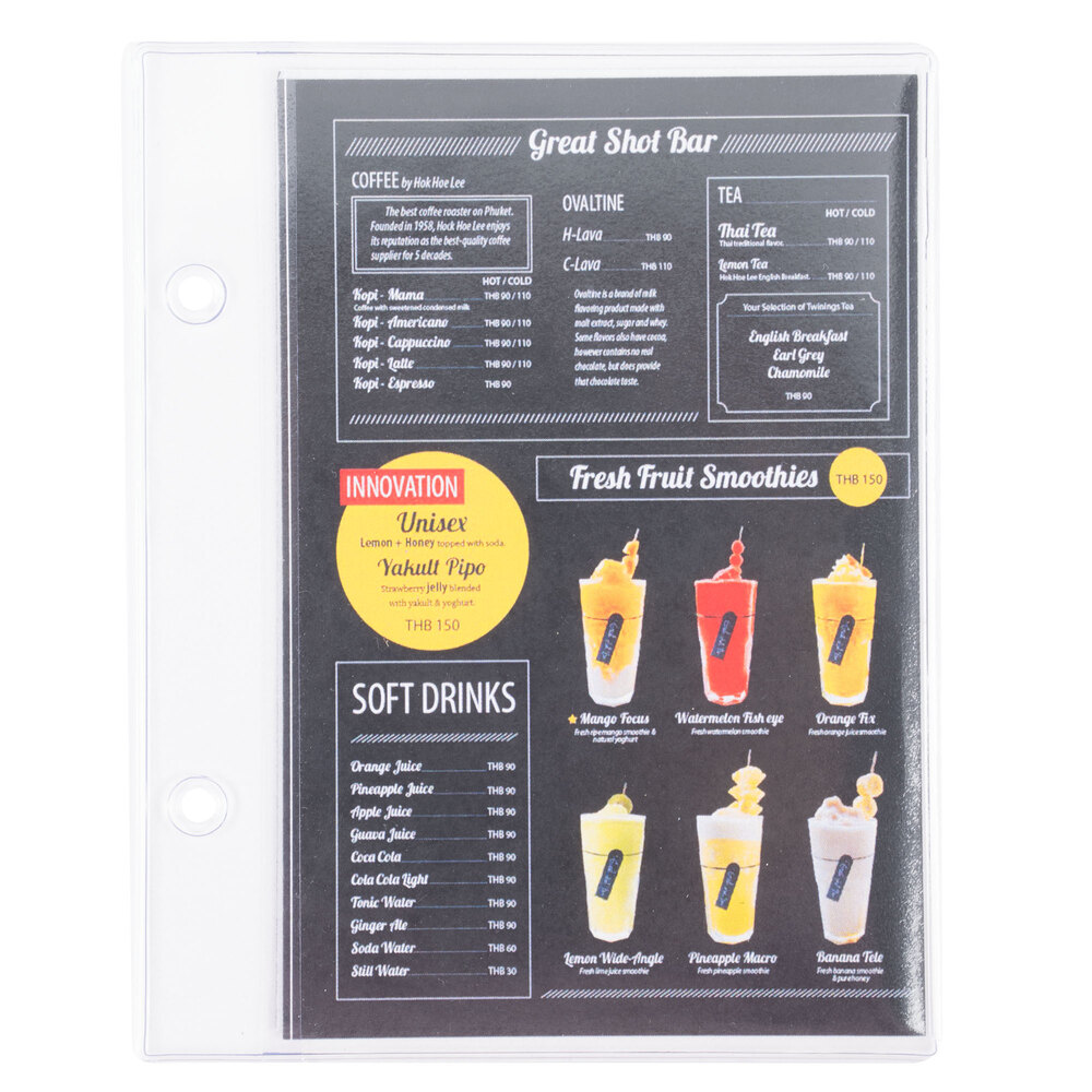 Menu Solutions MIDAPP Clear 2-Hole Page Protectors for Middle Ring Menu ...