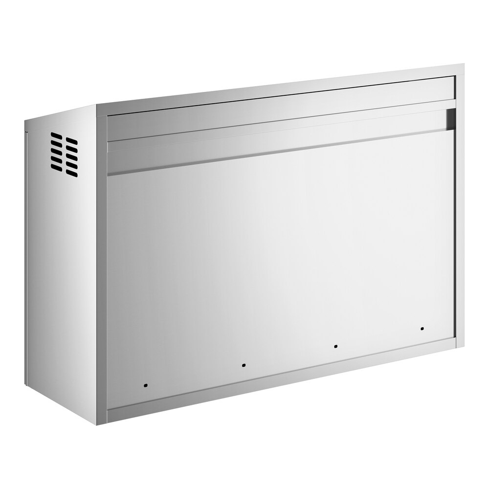 A 48-inch stainless steel wall cabinet with hinged doors.